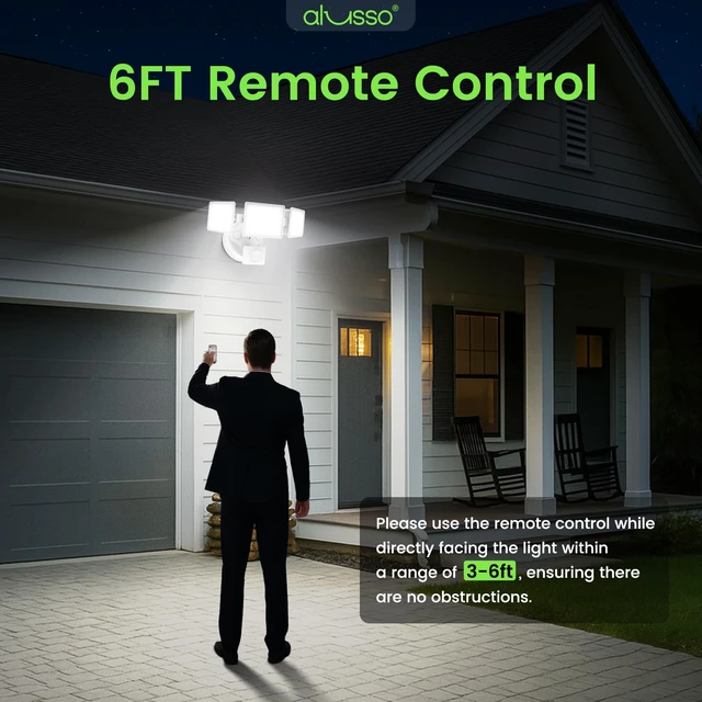 Alt view image 5 of 7 - Motion Sensor Outdoor Lights with Remote 40W 4000LM Flood Light 120V 3 Modes Dusk to Dawn/Auto/On Time, 3000K-6000K Flood Lights Outdoor Motion Sensor Dimmable IP65 Waterproof ETL White 1PC