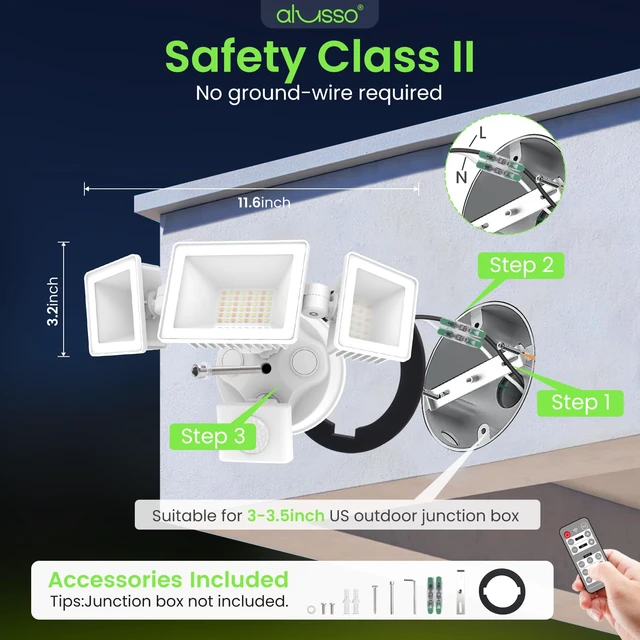 Alt view image 7 of 7 - Motion Sensor Outdoor Lights with Remote 40W 4000LM Flood Light 120V 3 Modes Dusk to Dawn/Auto/On Time, 3000K-6000K Flood Lights Outdoor Motion Sensor Dimmable IP65 Waterproof ETL White 1PC