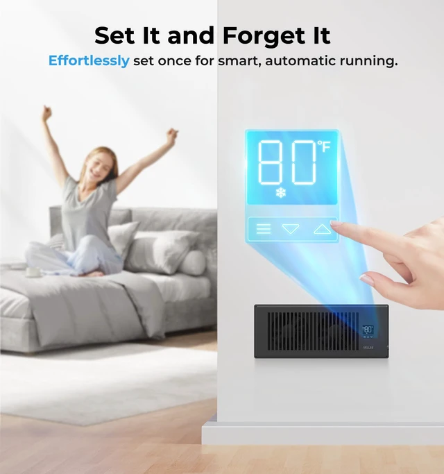 Alt view image 6 of 7 - Quiet Register Booster Fan Fits Duct Opening 4" x 12" (Black) 10 Speeds Remote Control, 3 Modes, Cooling/Heating - Vent Air Temp Triggered Auto On/Off, Power-off Memory, Corded Electric