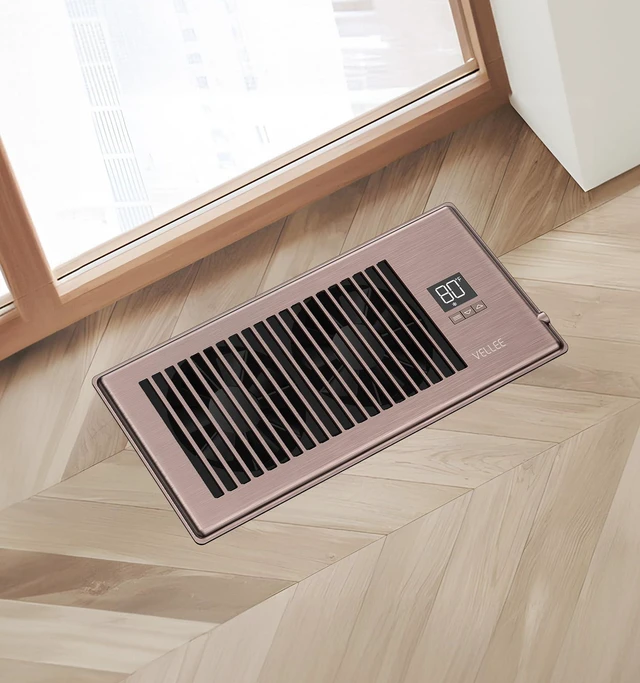 Alt view image 7 of 7 - Quiet Register Booster Fan Fits Duct Opening 4" x 10" (Bronze) 10 Speeds Remote Control, 3 Modes, Cooling/Heating - Vent Air Temp Triggered Auto On/Off, Power-off Memory, Corded Electric