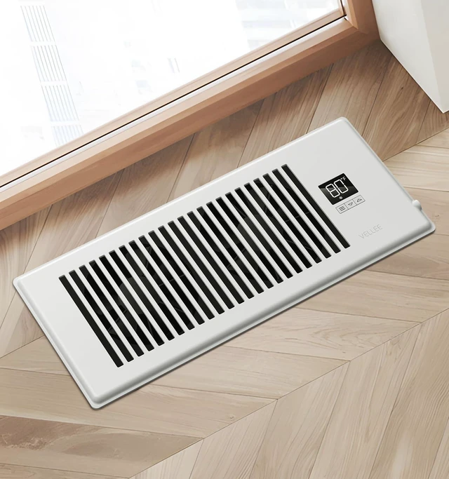 Alt view image 7 of 7 - Quiet Register Booster Fan Fits Duct Opening 4" x 12" (White) 10 Speeds Remote Control, 3 Modes, Cooling/Heating - Vent Air Temp Triggered Auto On/Off, Power-off Memory, Corded Electric