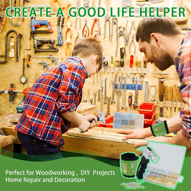 Alt view image 7 of 7 - 1002pcs Hardware Nails Assortment Kit, Nails for Hanging Pictures, Small Wall Nails for Hanging, Finishing Nails, Common Wood Nails, Mini 8oz Claw Hammer and Nails Set with Magnetic Wristband