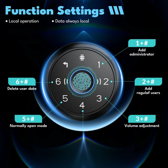 Alt view image 4 of 7 - Smart Door Knob Fingerprint Lock 4-in-1 Keyless Entry (Fingerprint/App/Code/Key) Door with Auto-Lock Easy Install for Home/Bedroom/Office (Black 1)