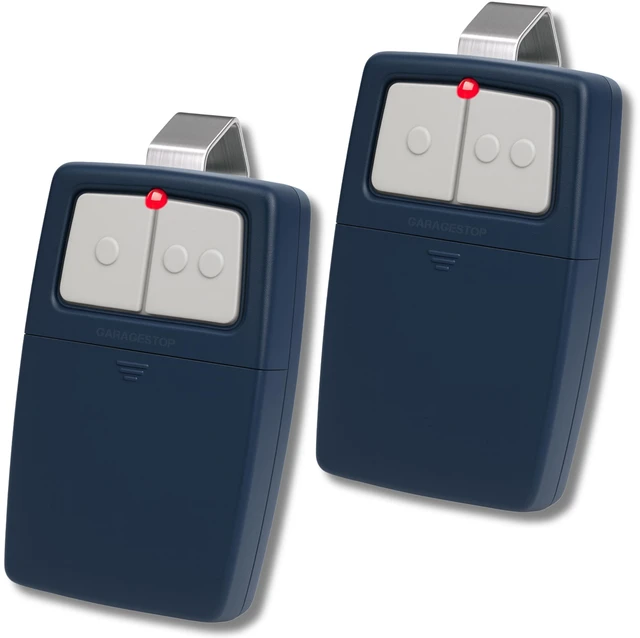 Main image of 2X Universal Door Opener Remote KLIK1U 375UT 375LM Clicker 2-Button Blue Chamberlain LiftMaster Craftsman Genie Linear Replacement, Operates 2 Doors / Gates, Dip Switch & Learn Button