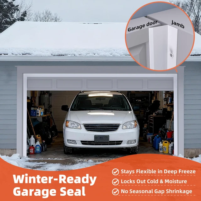 Alt view image 4 of 7 - Garage Door Seal Top and Sides with Nails, 36 FT, White Garage door insulation weather stripping, universal fit, includes nails and lids, TPE weatherproofing trim for garage doors