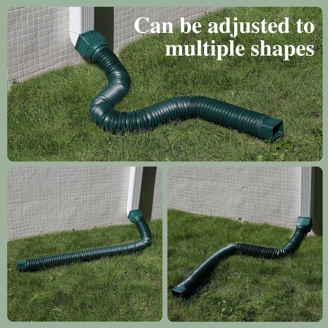 Alt view image 3 of 6 - 4 Pack Flexible Gutter Downspout Extensions Extendable from 21" to 67", Downspout Extender Comes with Adapters, Thickened Down spout Drain Extension for Rainwater Drainage(Green)