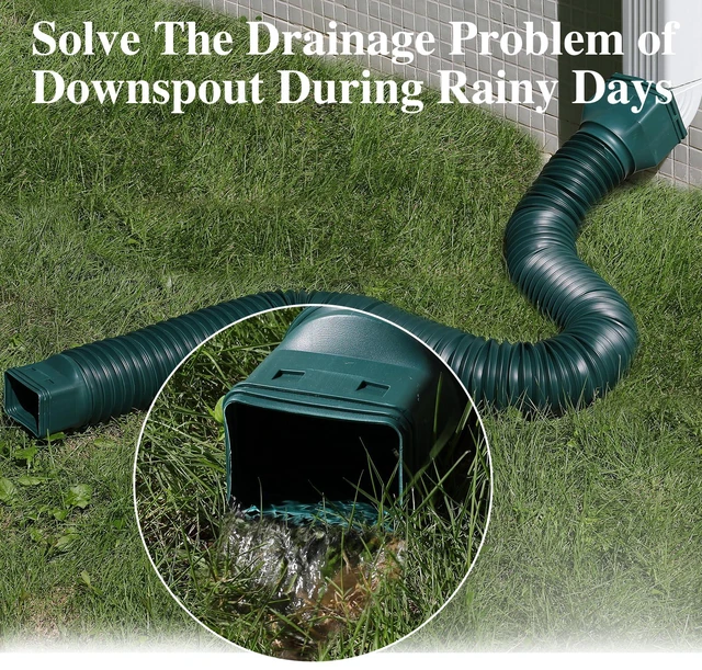 Alt view image 5 of 6 - 4 Pack Flexible Gutter Downspout Extensions Extendable from 21" to 67", Downspout Extender Comes with Adapters, Thickened Down spout Drain Extension for Rainwater Drainage(Green)