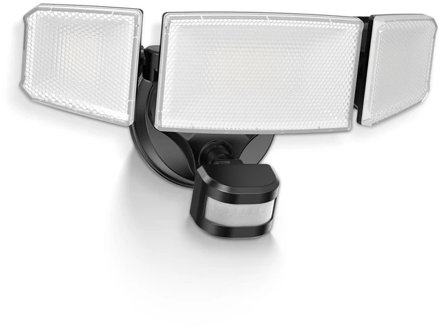 Main image of Metal Heads Motion Sensor Outdoor Lights 60W 6000LM 120V ETL Listed 3CCT 3000K/4000K/6500K, 3 Modes (Dusk to Dawn/Auto/On Time) Hardwired Waterproof Flood Lights Outdoor for Porch, Black 1PC
