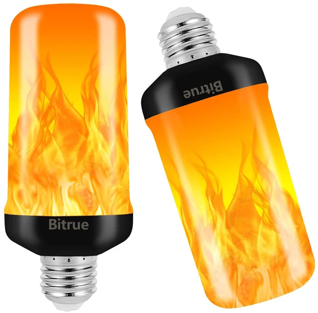 Main image of LED Flame Effect Light Bulb, 4 Modes Flame Light Bulbs, E26 Base Fire Light Bulb with Gravity Sensor,Flickering Light Bulbs Hallowee Home Party(2 Pack)