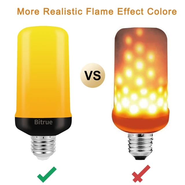 Alt view image 6 of 6 - LED Flame Effect Light Bulb, 4 Modes Flame Light Bulbs, E26 Base Fire Light Bulb with Gravity Sensor,Flickering Light Bulbs Hallowee Home Party(2 Pack)