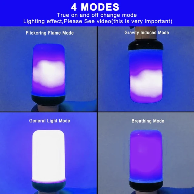 Alt view image 5 of 6 - LED Flame Bulbs, 4 Modes Blue Flame Effect Bulbs, E26 Base Fire Light Bulb with Gravity Sensor, Flickering Light Bulbs for Halloween Home Decor(Blue 2 Pack)