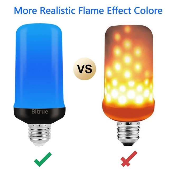 Alt view image 6 of 6 - LED Flame Bulbs, 4 Modes Blue Flame Effect Bulbs, E26 Base Fire Light Bulb with Gravity Sensor, Flickering Light Bulbs for Halloween Home Decor(Blue 2 Pack)