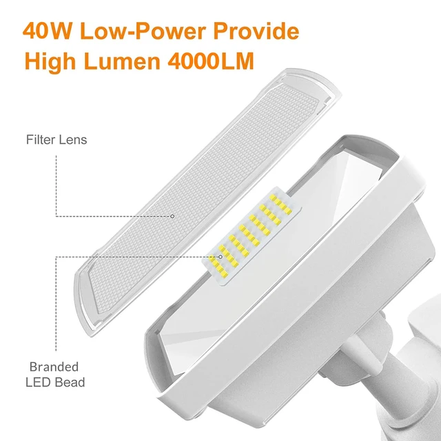 Alt view image 3 of 7 - Hardwired LED Security Lights Motion Sensor Outdoor, 40W 4000LM 5500K Daylight, 72 FT Range & 180° Detection, Easy to Install, IP65 Waterproof, 2 Head Flood Light for Garage, Yard, Porch