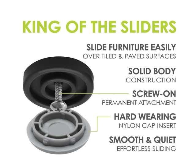 Alt view image 2 of 6 - Gorilla Outdoor 1-1/4 Inch Furniture Sliders/Chair Glide Floor Protectors (Set of 8) Screw-On Nylon Furniture Glides for Sliding on Outdoor and Indoor Floors