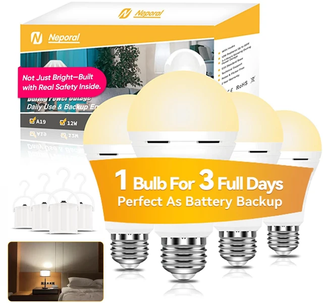 Main image of LITE PRO Rechargeable Light Bulbs, 2600mAh Large Battery Backup Light Bulbs, Perfect As Emergency Lights for Home, Hurricane Prepareness Item, E26/E27 (Soft White-2600mAh)