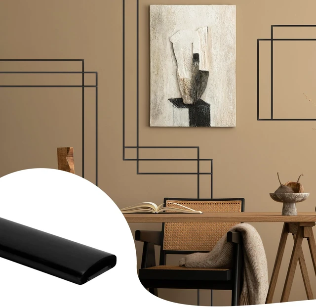 Main image of 26.2 Ft Peel and Stick Wall Molding Trim, Flexible PVC Trim Trim for Walls & Backsplash, Waterproof Heat Resistant Self Adhesive Trim, Easy No-Damage Install, Matte Black