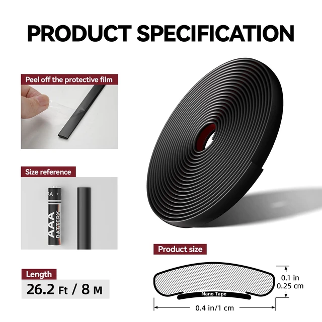 Alt view image 3 of 6 - 26.2 Ft Peel and Stick Wall Molding Trim, Flexible PVC Trim Trim for Walls & Backsplash, Waterproof Heat Resistant Self Adhesive Trim, Easy No-Damage Install, Matte Black
