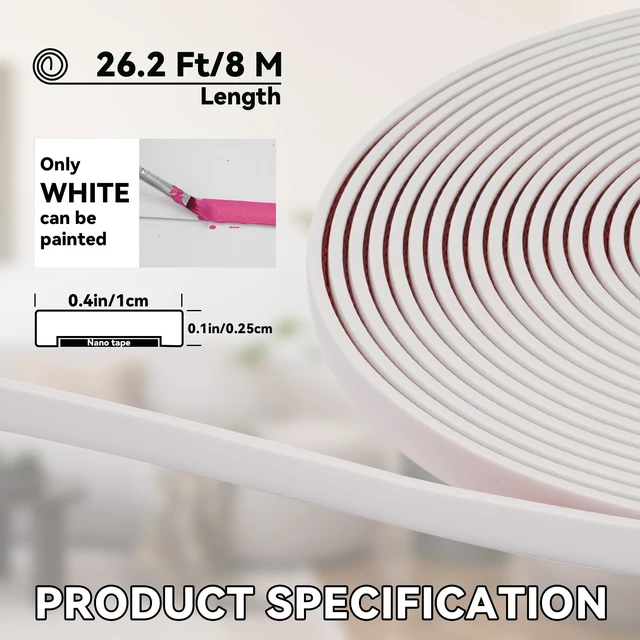 Alt view image 3 of 7 - 26.2 Ft Peel and Stick Wall Molding Trim, Flexible PVC Trim Trim for Walls & Backsplash, Waterproof Heat Resistant Self Adhesive Trim, Easy No-Damage Install, Seamless White Finish