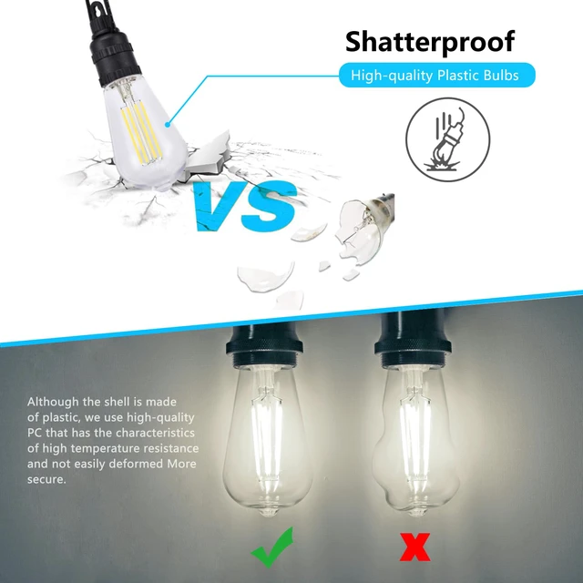 Alt view image 6 of 7 - 12Pack Shatter-Resistan Vintage LED Edison Bulbs,5000K Daylight White E26 LED bulbs 60 Watt 800LM, Dimmable 6W Edison Light Bulbs 60W Equivalent, Lightweight Safty for Home Kitchen Cafe Farmhouse