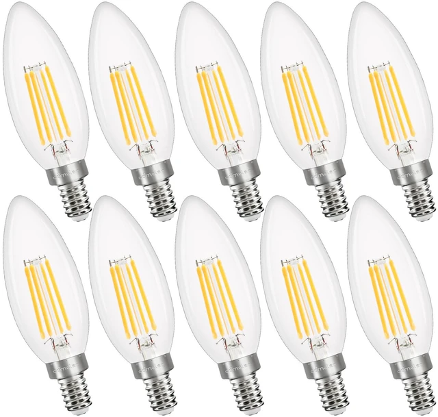 Main image of 10 Pack B11 Dimmable Candelabra LED Bulbs, E12 Small Base 40W Equivalent 3000K Soft White Chandelier Light Bulbs, 120V Type B, 400 LM Glass Shape Candle Light Bulbs