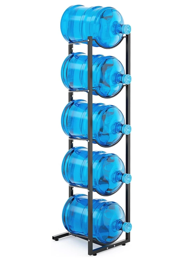 Main image of 5 Gallon Water Jug Stand Holder: 5 Tier Blue Steel Rack, 14.5 x 53 x 14 Inches, Holds Up to 5 Jugs, 22 Pounds Each, Space-Saving Design, Indoor Use, Office, Kitchen, Gym, Living Room