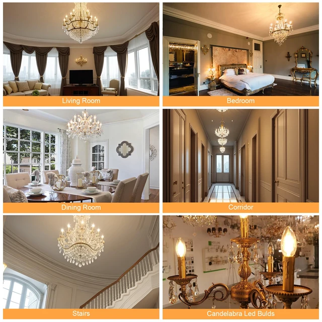 Alt view image 7 of 7 - 10 Pack B11 Dimmable Candelabra LED Bulbs, E12 Small Base 40W Equivalent 3000K Soft White Chandelier Light Bulbs, 120V Type B, 400 LM Glass Shape Candle Light Bulbs