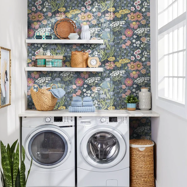 Alt view image 3 of 7 - Vintage Floral Wallpaper Peel and Stick Wallpaper Floral Contact Paper 17.7in x393.7in Boho Daisy Self Adhesive Removable Wall paper for Bedroom Decorative