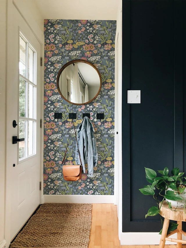 Alt view image 4 of 7 - Vintage Floral Wallpaper Peel and Stick Wallpaper Floral Contact Paper 17.7in x393.7in Boho Daisy Self Adhesive Removable Wall paper for Bedroom Decorative