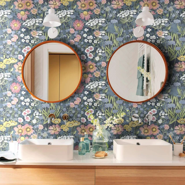 Alt view image 7 of 7 - Vintage Floral Wallpaper Peel and Stick Wallpaper Floral Contact Paper 17.7in x393.7in Boho Daisy Self Adhesive Removable Wall paper for Bedroom Decorative