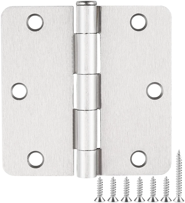 Main image of Brushed Nickel Door Hinges 3.5 Inch 1/4" Radius 30 Pack 3 1/2 Interior Door Hinge for Doors Wooden Silver Residential Standard Bedroom Indoor Inside Door Hinges Office Laundry Storage Room Hardware