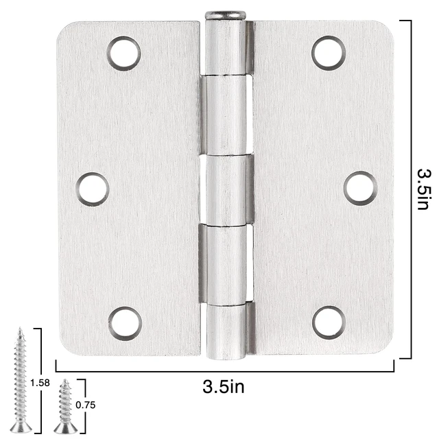 Alt view image 2 of 6 - Brushed Nickel Door Hinges 3.5 Inch 1/4" Radius 30 Pack 3 1/2 Interior Door Hinge for Doors Wooden Silver Residential Standard Bedroom Indoor Inside Door Hinges Office Laundry Storage Room Hardware
