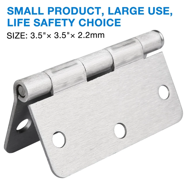 Alt view image 6 of 6 - Brushed Nickel Door Hinges 3.5 Inch 1/4" Radius 30 Pack 3 1/2 Interior Door Hinge for Doors Wooden Silver Residential Standard Bedroom Indoor Inside Door Hinges Office Laundry Storage Room Hardware