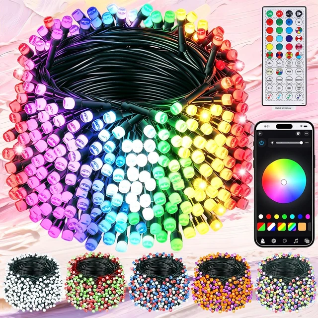 Main image of Smart Color Changing Halloween Lights, 66FT 200 LED RGB String Lights with Remote & App Controlled, Music Sync Multiple Modes, Waterproof Indoor Outdoor Holiday Xmas Tree Party Decor