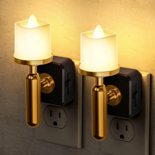 Main image of Flameless Candle Night Light,Night Lights Plug into Wall Dimmable LED Candle Night Light with Light Sensor, 0-100LM Nightlight Plug in, 3000K Soft White Nightlight for Bathroom Hallway,2 Pack