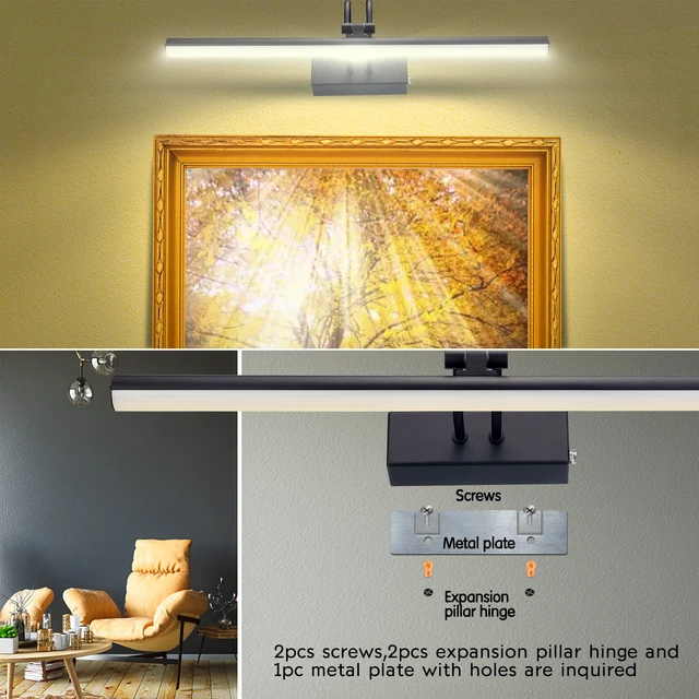 Alt view image 6 of 7 - Art Light,5000mAh Cordless Picture Light,20" Gallery Light,Black Rechargeable Photo Lights,Remote Timer and Dimmer Wall Sconces for Painting,Display,Frame,Room Decor