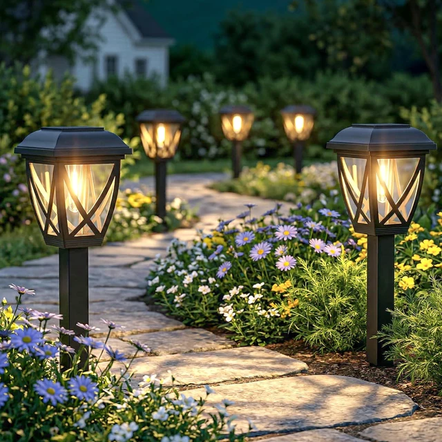 Main image of Solar Pathway Lights Outdoor 10 Pack, Warm White 3000K Solar Lights Auto On/Off Waterproof Energy Saving LED Landscape Lights for Garden Yard, Walkway, Driveway Decor