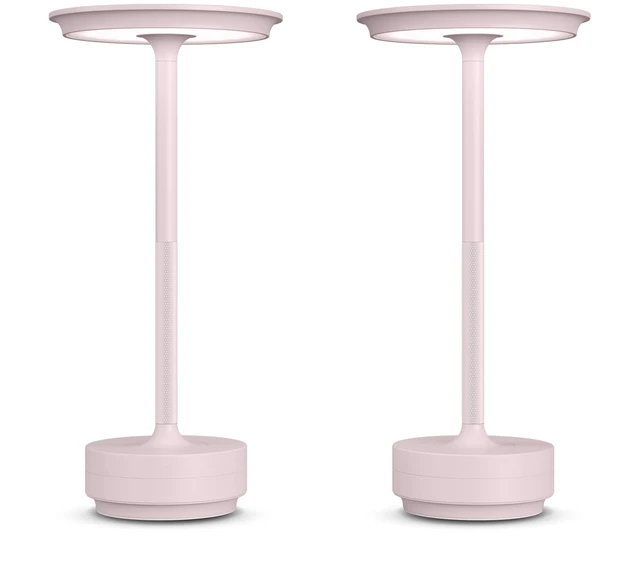 Main image of 2 Pack Cordless Table Lamps Rechargeable, 5000mAh LED Table Light Portable 3 Color Stepless Dimming Battery Powered Table Lamp with Memory Function for Restaurant/Home/Outdoor.(Light Pink)