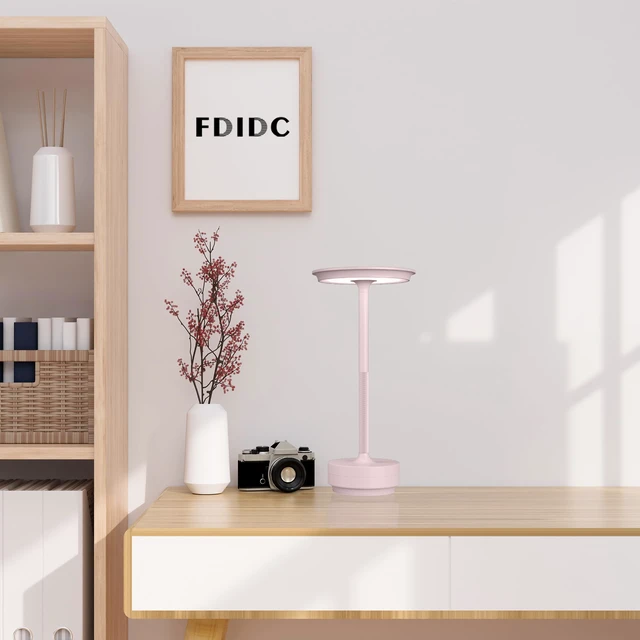 Alt view image 6 of 7 - 2 Pack Cordless Table Lamps Rechargeable, 5000mAh LED Table Light Portable 3 Color Stepless Dimming Battery Powered Table Lamp with Memory Function for Restaurant/Home/Outdoor.(Light Pink)