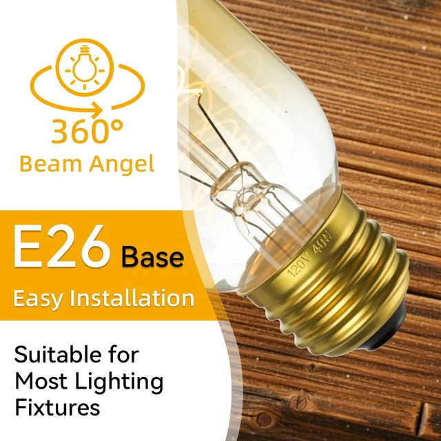 Alt view image 4 of 7 - 6-Pack Edison Light Bulbs 40 Watt Dimmable T45 Vintage Warm Bulbs Antique Vintage Old Fashioned E26 Incandescent Light Bulbs, Amber Warm White, 110V 190LM 2200K Edison Bulbs for Bedroom&Cafe
