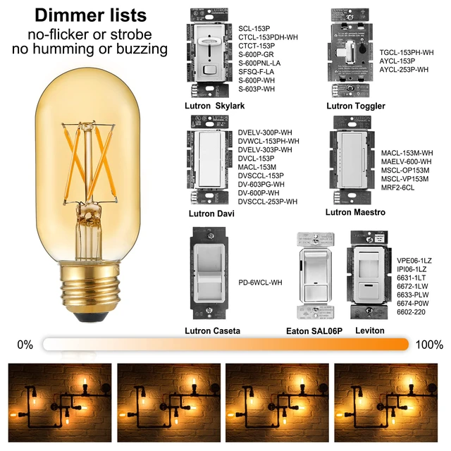 Alt view image 3 of 7 - T45 E26 Led Bulb 60 watt,Dimmable,Amber Light Bulbs,2200K,6Pack Edison Light Bulbs,6w=60 watt light bulbs,600lm,360°,AC120V,ETL,Warm Light Bulbs for pendant,Ceiling Fan,Sputnik,Vanity,Desk
