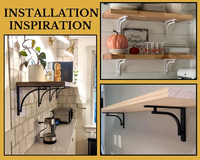 Alt view image 4 of 7 - Classic White Heavy Duty Shelf Brackets 12 inch by L Bracket, Wall Mounted Support, Shelving Metal Bracket, Decorative Shelf Brackets, with Hardware Included, Set of 2