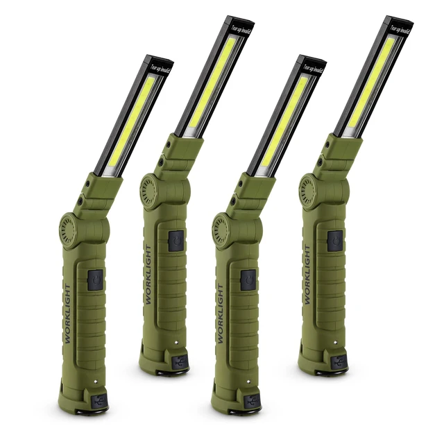 Main image of 4 Pack Rechargeable LED Work Lights with Magnetic Base and 360° Rotation, 5 Modes for BBQ, Camping, Reading, and Car Repair