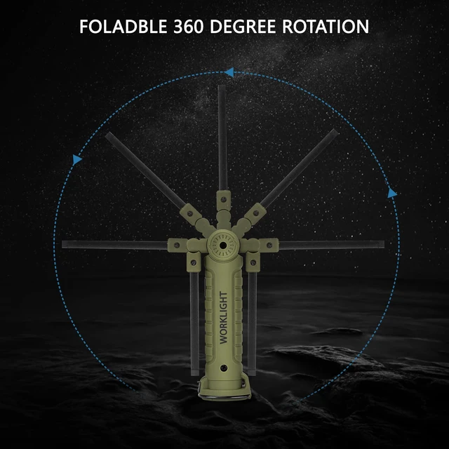 Alt view image 4 of 7 - 4 Pack Rechargeable LED Work Lights with Magnetic Base and 360° Rotation, 5 Modes for BBQ, Camping, Reading, and Car Repair