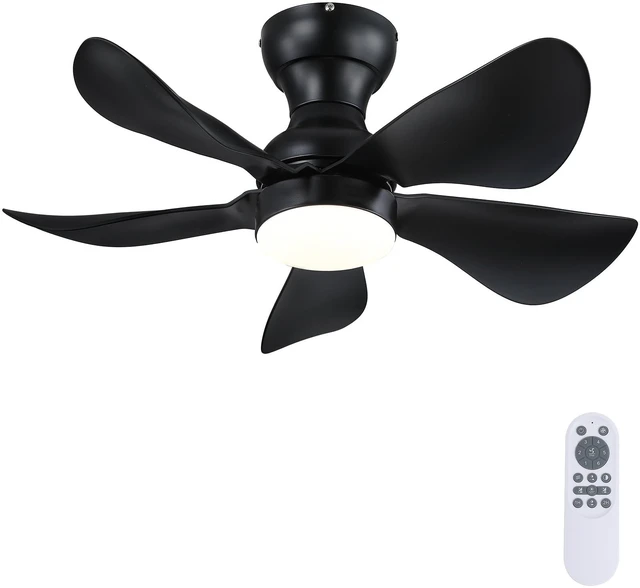 Main image of 30"Black Low Profile Flush Mount Ceiling Fans with Lights and Remote Super Large Airflow with 6 Wind Speeds, Reversible, Dimmable 3 CCT LED, 30W Noiseless DC Motor,Timer, for Bedroom Kitchen