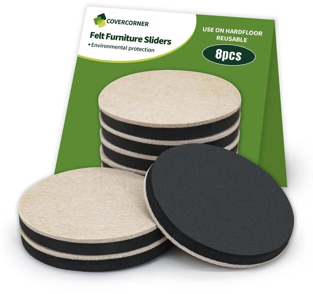 Main image of Felt Furniture Sliders for Hardwood Floors 8 PCS, 4 3/4" Beige Felt Furniture Pads for Hardwood Floors, Furniture Moving Sliders, Heavy Duty Felt Movers Sliders, Chair Leg Floor Protectors