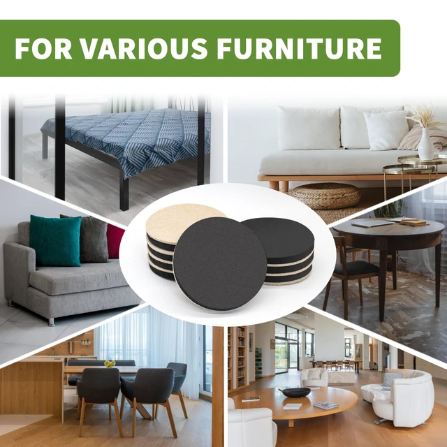 Alt view image 6 of 7 - Felt Furniture Sliders for Hardwood Floors 8 PCS, 4 3/4" Beige Felt Furniture Pads for Hardwood Floors, Furniture Moving Sliders, Heavy Duty Felt Movers Sliders, Chair Leg Floor Protectors