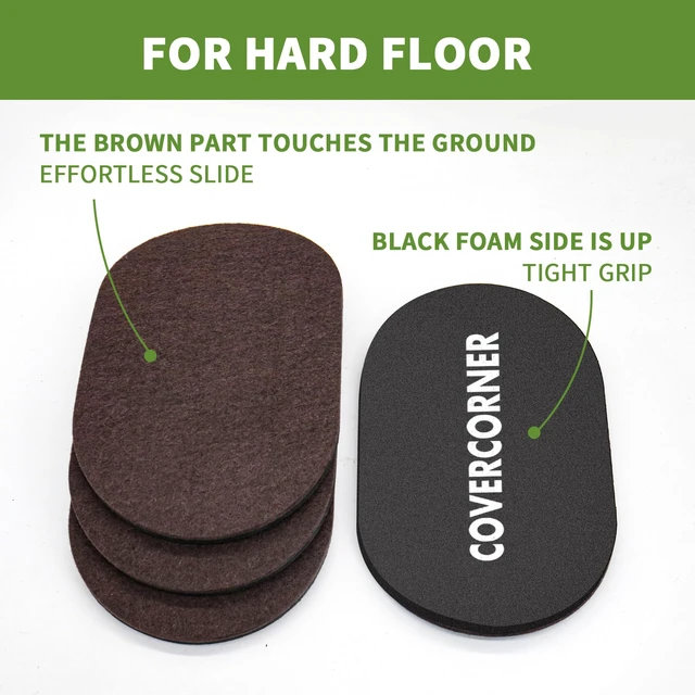 Alt view image 3 of 7 - Felt Furniture Sliders for Hardwood Floors 4 PCS, 9 1/2" Brown Felt Furniture Pads for Hardwood Floors, Furniture Moving Sliders, Heavy Duty Felt Movers Sliders, Chair Leg Floor Protectors