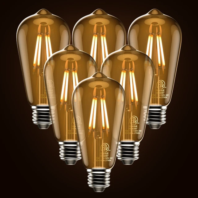 Main image of Edison Bulb ST58, 2700K, Dimmable, Vintage Style, 6-Pack 4W