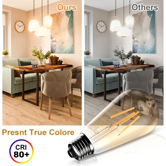 Alt view image 6 of 7 - Edison Bulb ST58, 2700K, Dimmable, Vintage Style, 12-Pack 4W