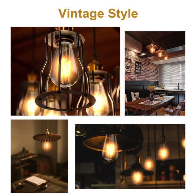 Alt view image 7 of 7 - Edison Bulb ST58, 2700K, Dimmable, Vintage Style, 12-Pack 4W